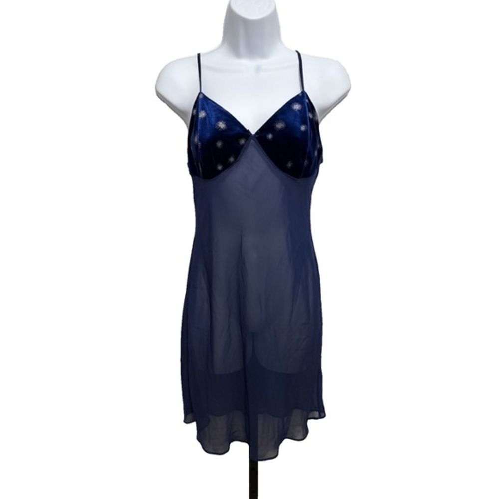 Y2K Sheer Velvet Babydoll Mini Slip Dress S Whimsigoth Fairy Celestial Delicate
